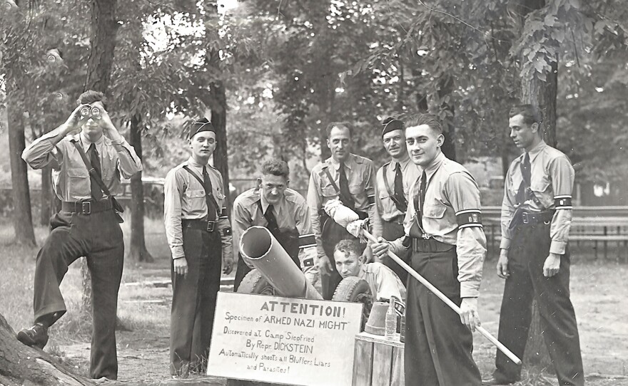 Uniformed members of the German American Bund at Camp Siegfried in Yaphank, Long Island, New York.