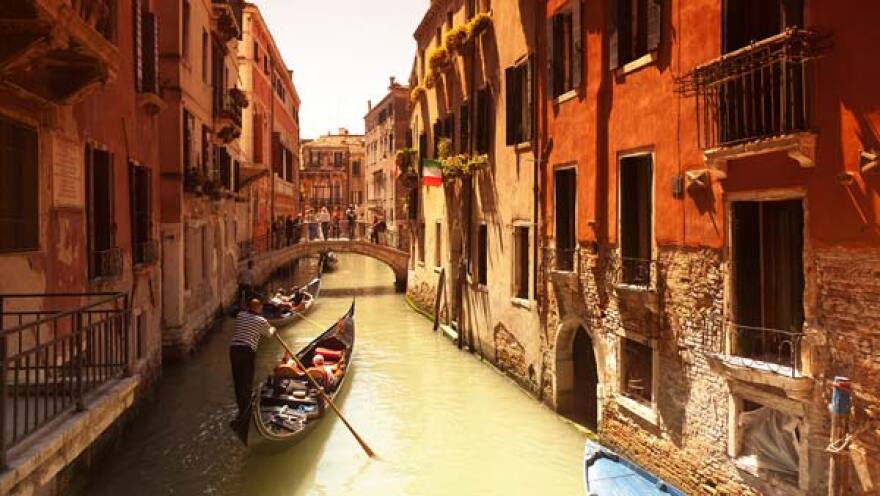 Cruising the canals of Venice.