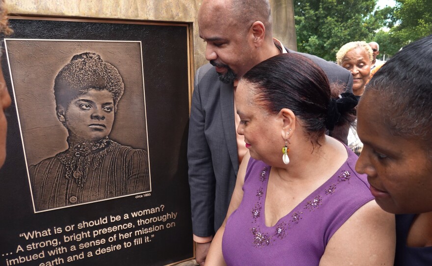 Daniel and Michelle Duster attend the dedication of a monument to their great-grandmother, journalist, educator, and civil rights leader, Ida B. Wells in Chicago last year.