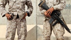 Marine Corps Sgt. David Haines, left, and his twin brother, Navy Petty Officer 2nd Class Michael Haines