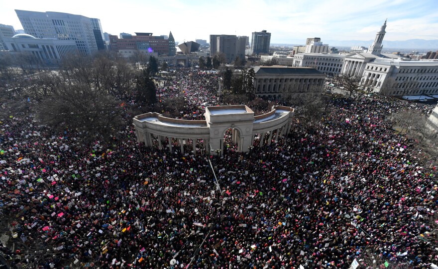 Tens of thousands gather in Civic Center Park for the Women's March on Denver.