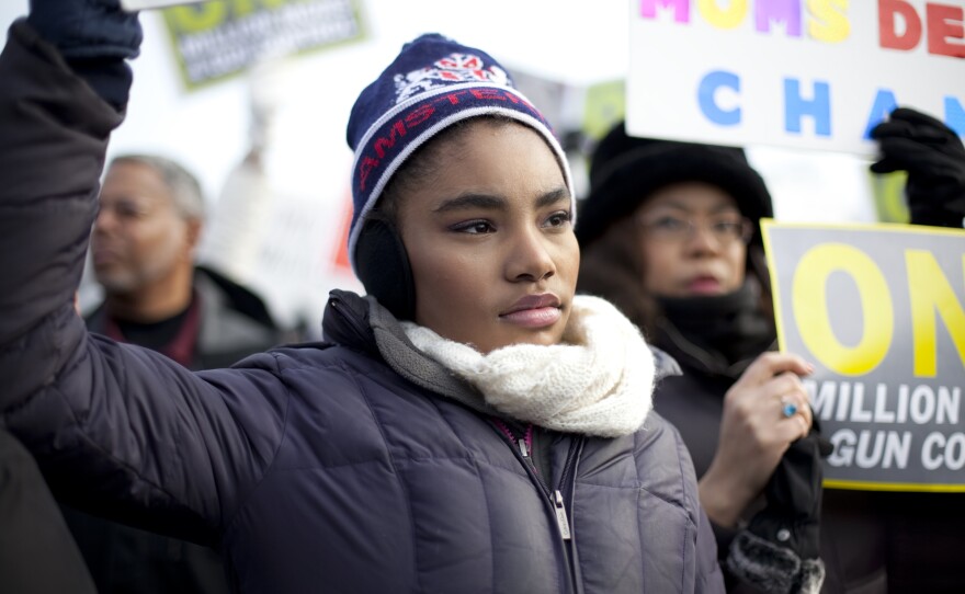 Nicole Braden, 13, from South Orange, N.J. attended the gun control rally with her mom.