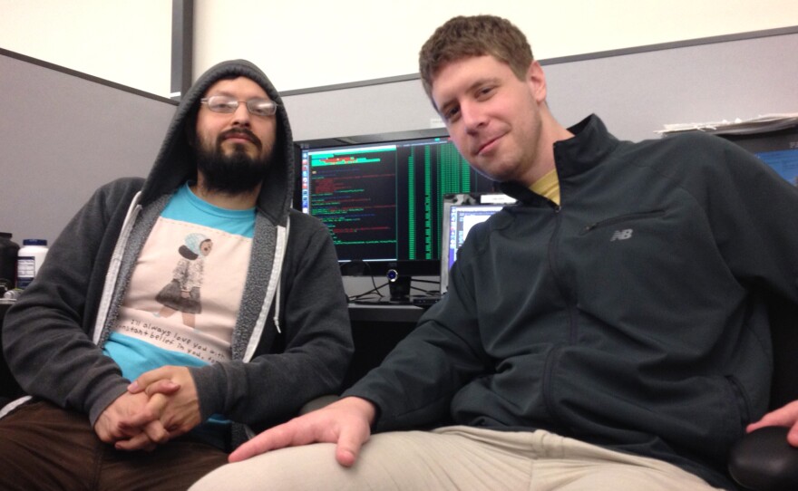 Mathematician Phillip Adkins (left) and Drew Abbot, a software engineer at AiLive. They were members of the winning team.