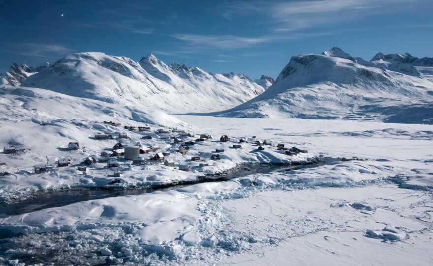 An aerial view of Tiniteqilaaq.