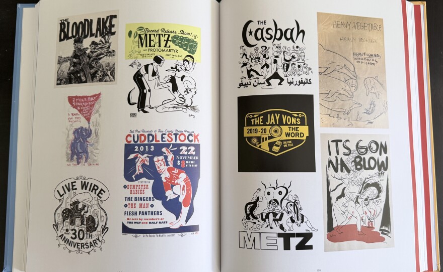 A two-page spread of "Plenty for All: The Art of Rick Fröberg" shows a collection of Fröberg's music-related artwork.