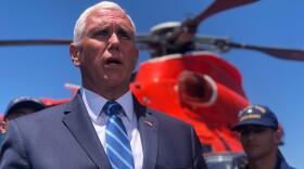 Vice President Mike Pence visits with U.S. Coast Guard personnel in San Diego, July 11, 2019. 