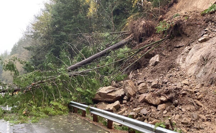 A rock and mudslide briefly closed a portion of Interstate 5 through Bellingham, Wash., on Monday.