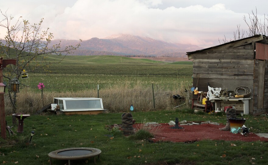 Dawn Tachell's yard in Syringa Moblie Home Park looks out to mountains near Moscow, Idaho. She bought the home 13 years ago, fulfilling her dream to own her home.