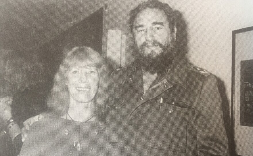Lorna Burdsall with Fidel Castro in Havana, 1983.