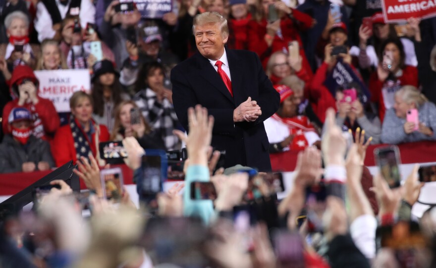 President Trump attended a rally in support of Republican Sens. David Perdue and Kelly Loeffler on Saturday, in Valdosta, Ga., ahead of a crucial runoff election that will decide who controls the U.S. Senate.