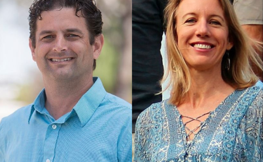 Encinitas mayoral candidates Paul Gaspar and Catherine Blakespear.