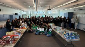 A Thanksgiving food drive hosted by mutual aid group Feeding Daygo, Nov. 23, 2025.