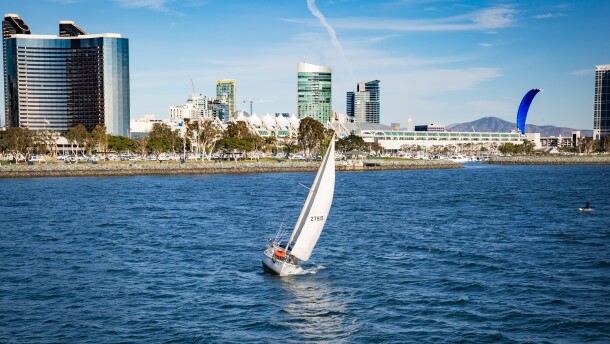The San Diego Convention Center is seen in the background, March 4, 2018.