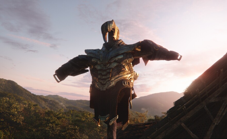 Thanos' armor in the field in "Avengers: Endgame."