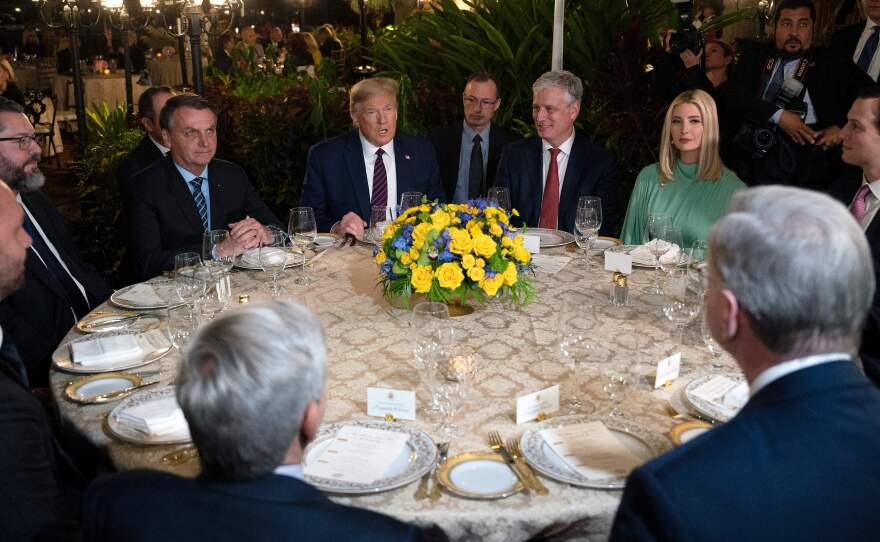 President Trump and other U.S. officials met with Brazilian President Jair Bolsonaro and his delegation last weekend at Mar-a-Lago in Palm Beach, Fla.