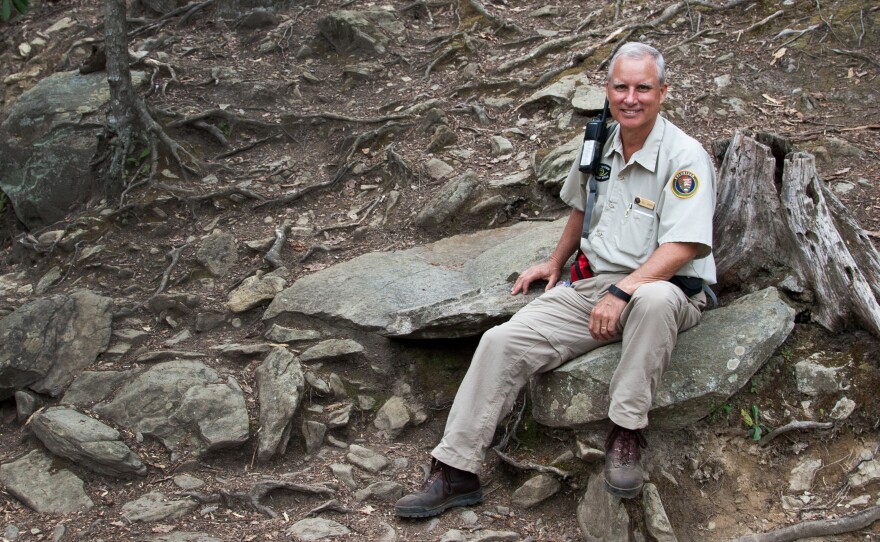 Bill Gober started volunteering as a trail rover at Great Smoky Mountains National Park 4 years ago after he lost his job. He helps monitor visitors and pick up garbage from the trails.
