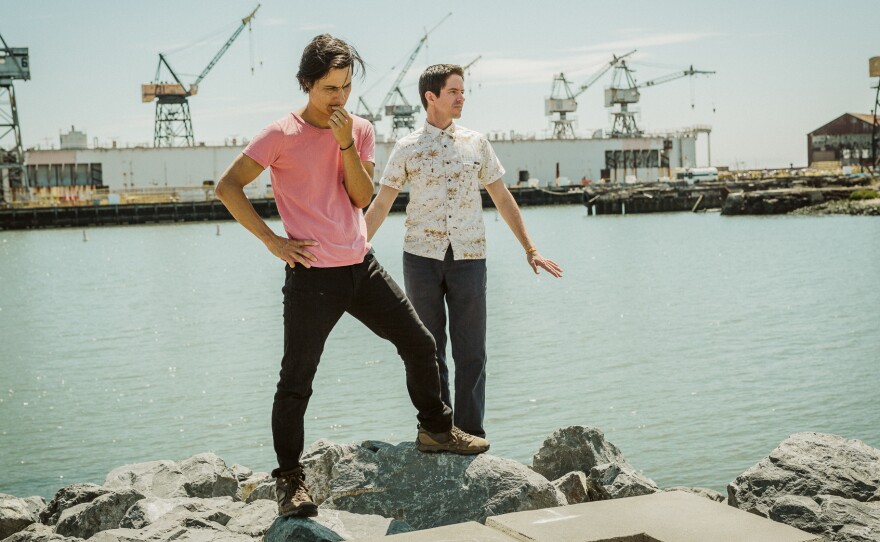 "It's easy for me to take for granted what he does," Logan Kroeber (right) says of his Dodos bandmate Meric Long. "He's so talented that I don't think about physical limitations. But he's been putting his fingers through the wringer for decades."