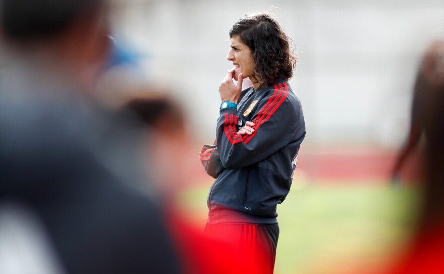 Montse Tomé, seen here in 2019, will be the first woman to be head coach of Spain's women's national soccer team.