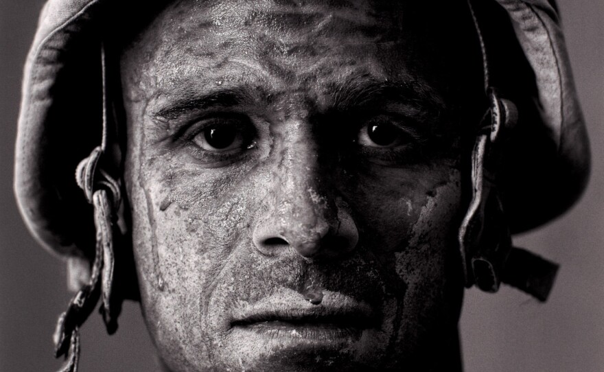U.S. Marine Gunnery Sgt. Carlos "OJ" Orjuela, 31, in Garmsir District, Helmand province, Afghanistan.