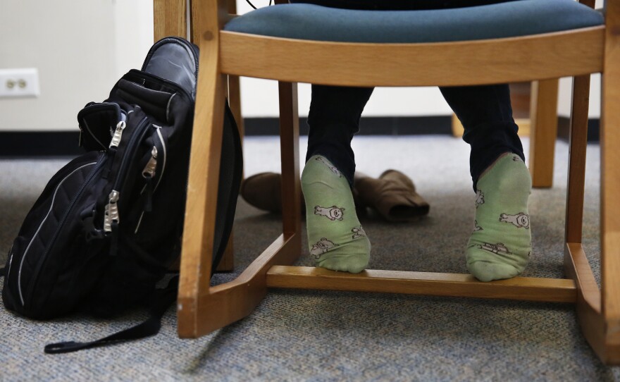 Arbacher gets comfortable studying during fall semester finals at Columbia.