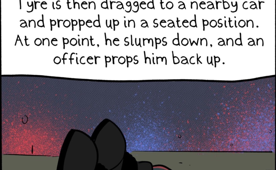 Irish artist Pan Cooke combines his love of graphic storytelling with a passion for education and advocacy to create comic strips highlighting prominent cases of police violence. Here, one of his latest strips tells the story of the beating death of Tyre Nichols, who died on Jan. 7 in Memphis, Tenn.