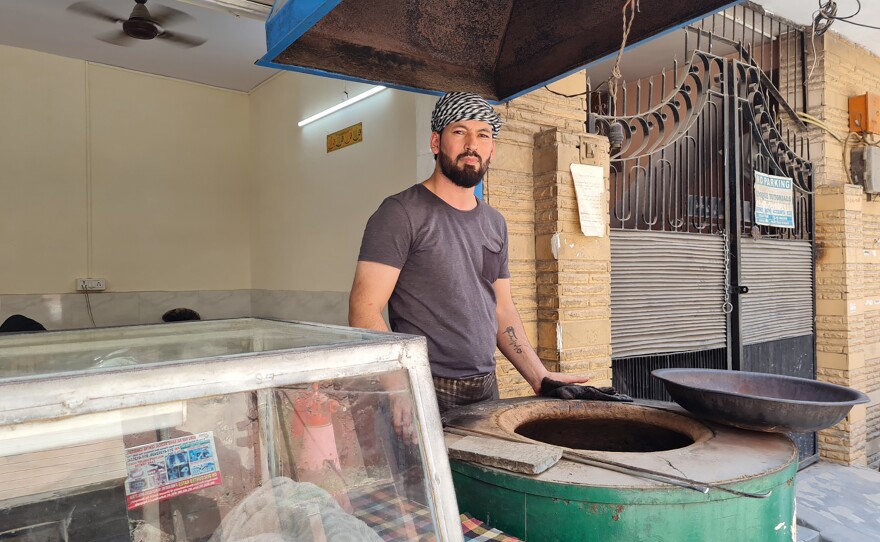Mohammed Reza Zafar worked with U.S. forces in Mazar-e-Sharif, Afghanistan, before fleeing to India. He has refugee status from the U.N. but no work permit in India, so he works off the books at an Afghan bakery in New Delhi. His application for resettlement in the U.S. has been stalled for two years.