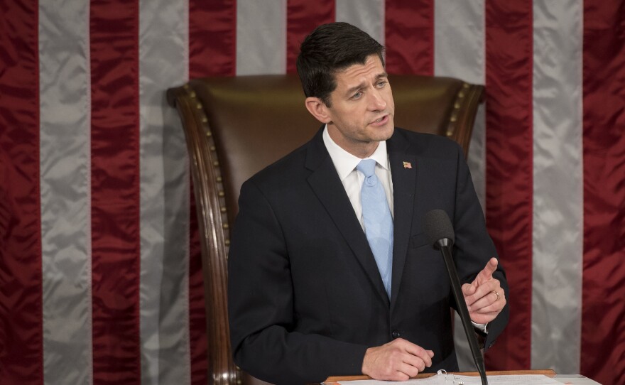 Speaker Paul Ryan, R-Wis., speaks in the House Chamber of the U.S. Capitol after being sworn in to Speaker of the House in Washington, on October 29, 2015.