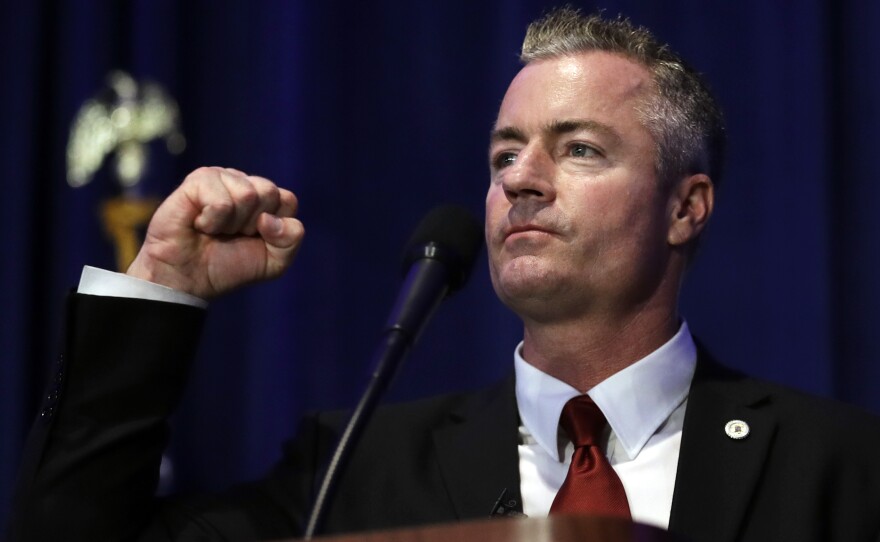 California gubernatorial candidate Travis Allen speaks during the state Republican Party convention in San Diego earlier this month.