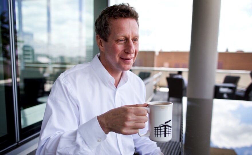 Uri Berliner drinking coffee at the NPR headquarters.
