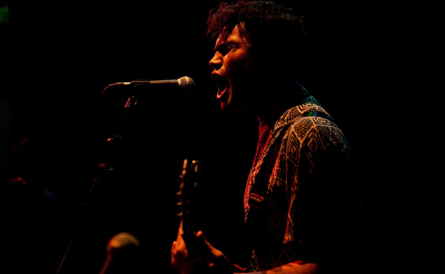 JJ Weber, of Obsolete Sun, performs at the seventh annual Aklasan Festival in San Francisco on Aug. 5, 2022.