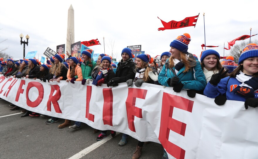 People in the March for Life near the National Mall in Washington, D.C., on Jan. 27.