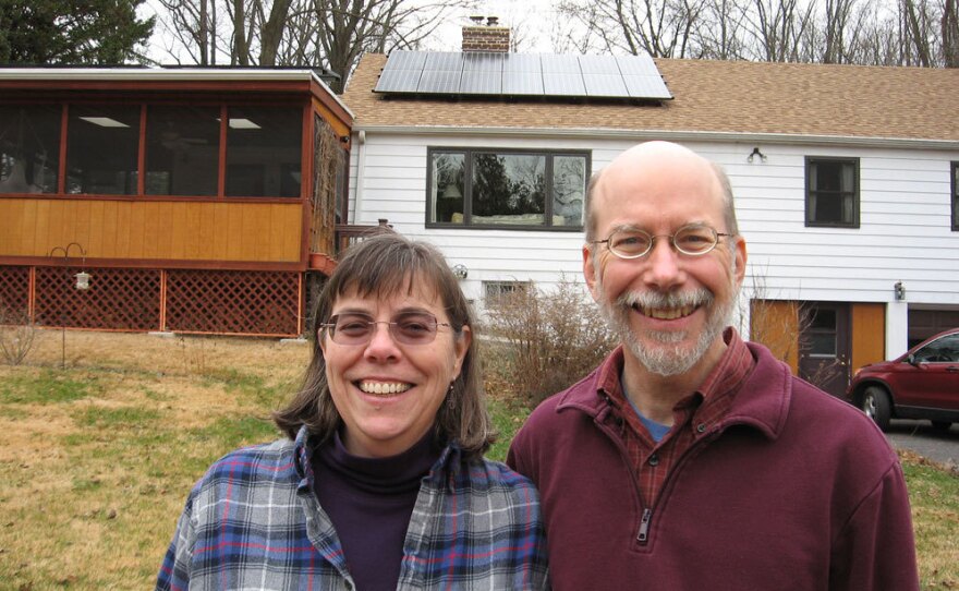 Barbara Scott and Mac Given in Media, Pa., had 21 solar panels installed last March. With government rebates and tax incentives, Scott says, her family spent $21,000 to install the system.