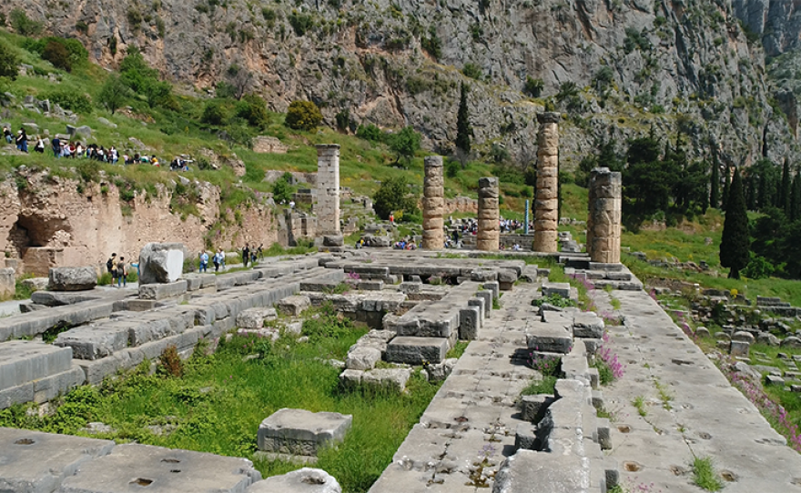 The Temple of Apollo at Delphi, Greece.