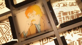 An art installation commemorates the novel <em>Slaughterhouse-Five</em> in the cellar of the former slaughterhouse where author Kurt Vonnegut, then an American prisoner of war, was held in Dresden, Germany.