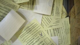 A pile of the votes cast Sunday in Simferopol, Ukraine, the regional capital of Crimea.