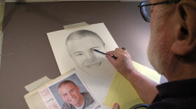 Michael Reagan starts a drawing with the subject's eyes. Once the eyes are on paper, he says, "that means we have a connection."