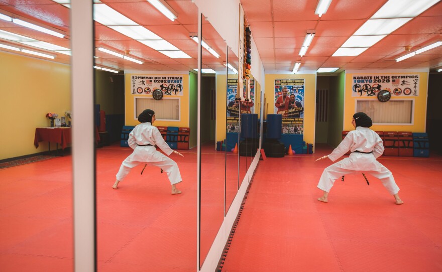 Aprar Hassan is a 19-year-old, Muslim-American Karate athlete with a Sandan, which is a third-degree black belt.