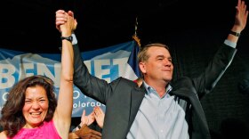 Bennet and his wife, Susan Dagget, celebrated his primary win Tuesday.
