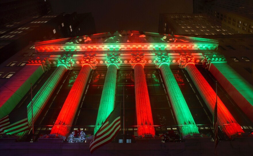 The exterior of the New York Stock Exchange photographed last week. On Monday, the Dow Jones Industrial Average had its worst Christmas Eve performance, breaking the 1918 record.