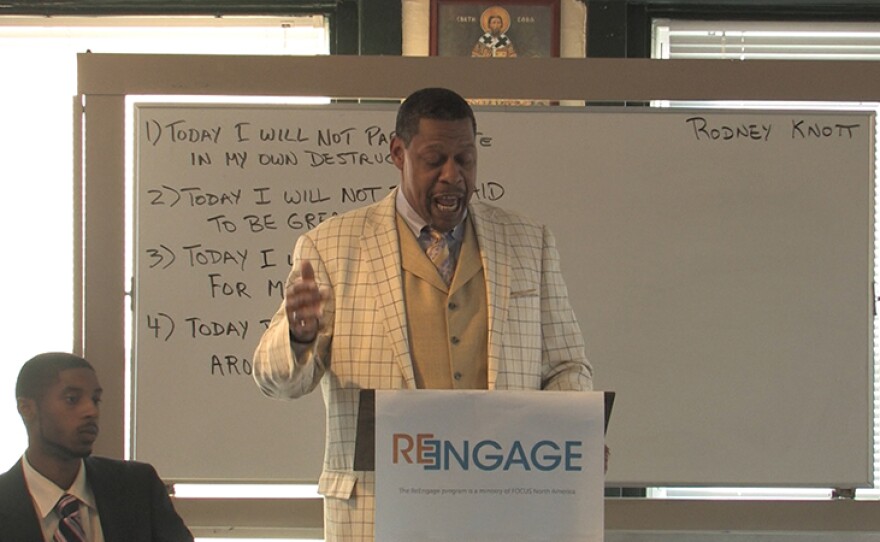 Rodney Knott of ReEngage, INC speaking at Man Class Graduation.