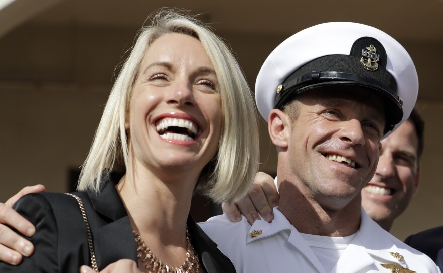 Special Operations Chief Edward Gallagher and his wife, Andrea Gallagher, after the Navy SEAL was acquitted of murder by a military court in San Diego on July 2.