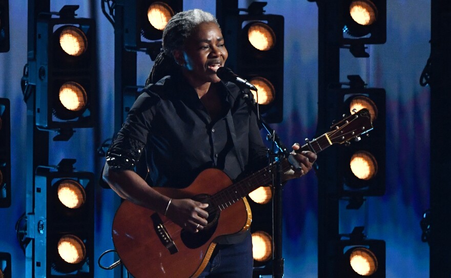 Tracy Chapman performs on stage during the 66th Annual Grammy Awards.