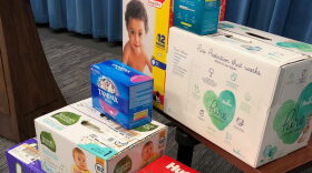 Boxes of diapers and tampons are pictured in this undated photo. 