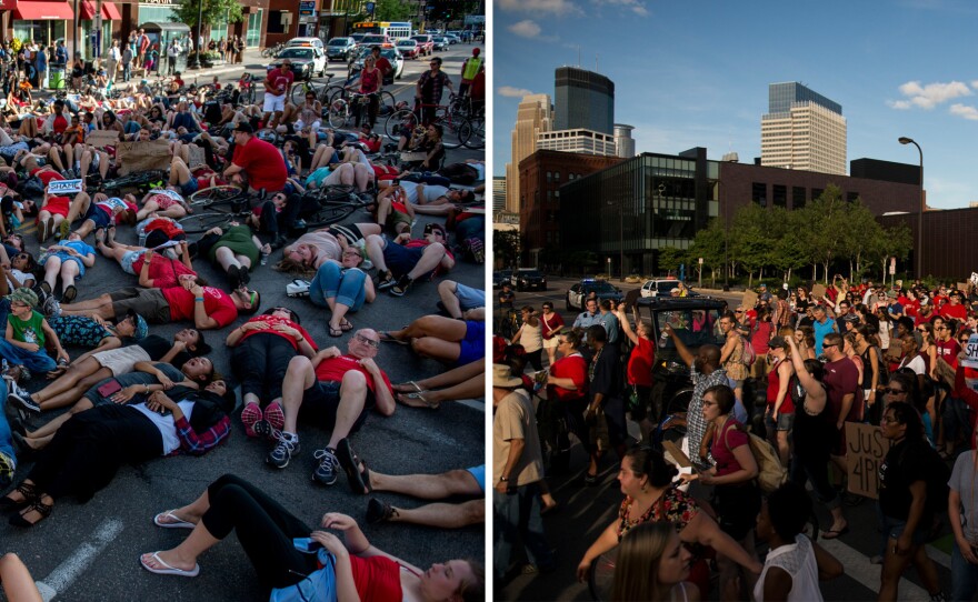 On Saturday, activists protest the death of Philando Castile in downtown Minneapolis, Minn.