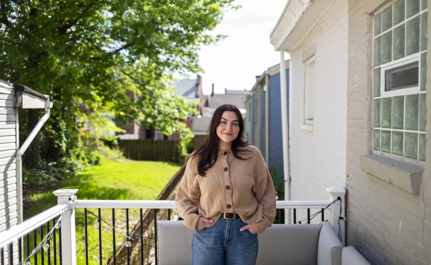 Joanna Belechak, 25, on the deck of her home in Pittsburgh on May 4, 2026. More than a third of Gen Z buyers last year were single women, a larger share than for any other generation.