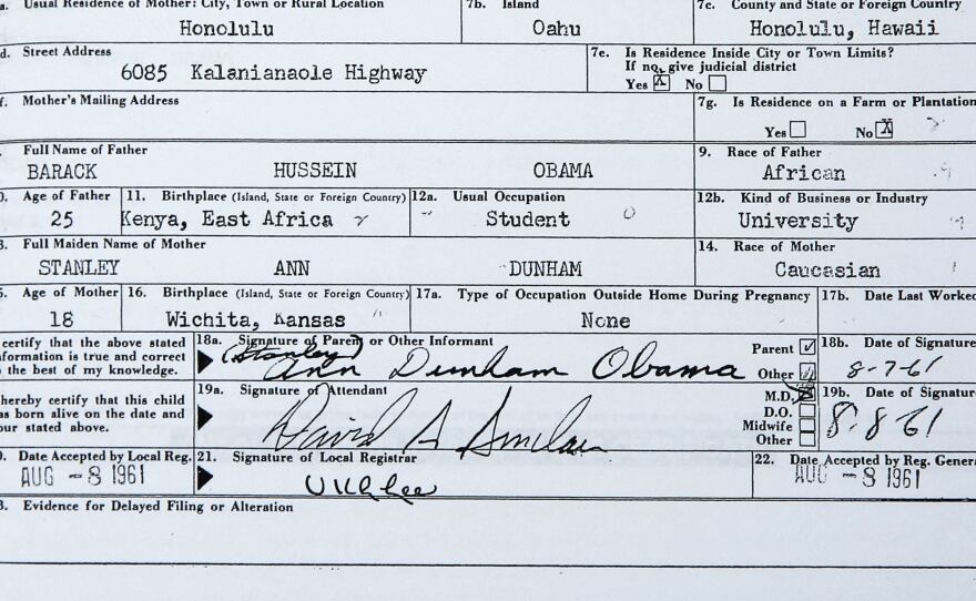 This handout image provided by the White House shows a copy of the long form of President Obama's birth certificate from Hawaii.