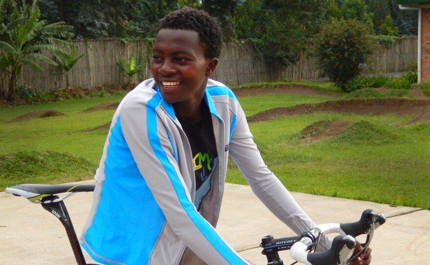 Road racer Jeanne d'Arc Girubuntu, 20, is Rwanda's top female cyclist.