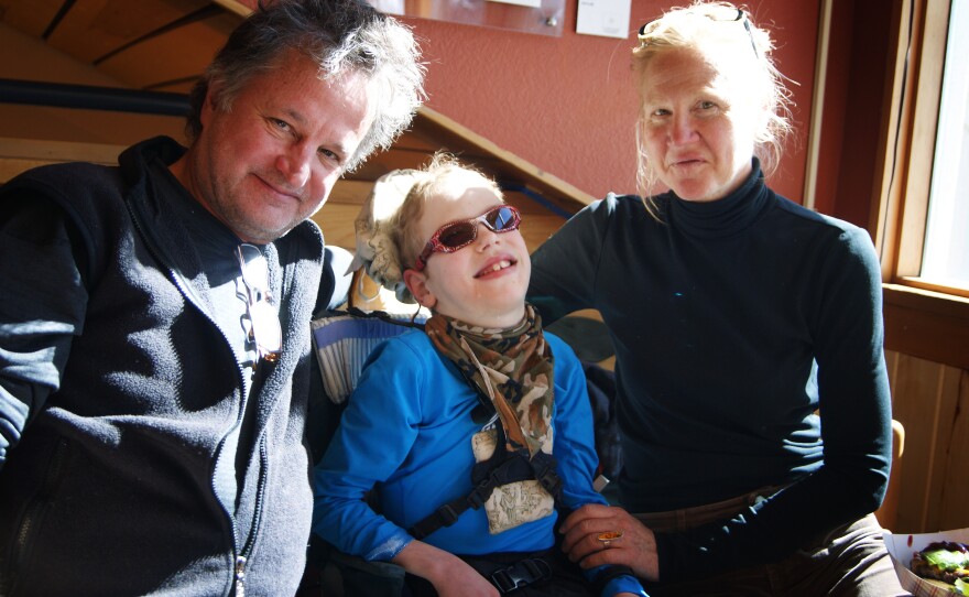 The Logan family — Philip, Tilghman and Barbara — traveled from New York City to New Mexico to vacation at a ski lodge that can accommodate Tilghman's needs.