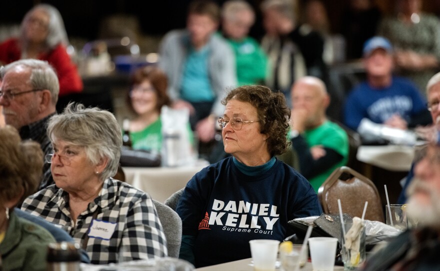 Supporters of former Justice Dan Kelly attend a St. Patrick's Day party with Republican speakers Thursday, March 16, 2023, at Clifford's Supper Club in Hales Corners, Wis.