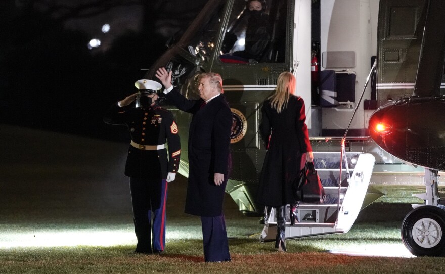 President Trump prepares to board Marine One on the South Lawn of the White House on Monday.